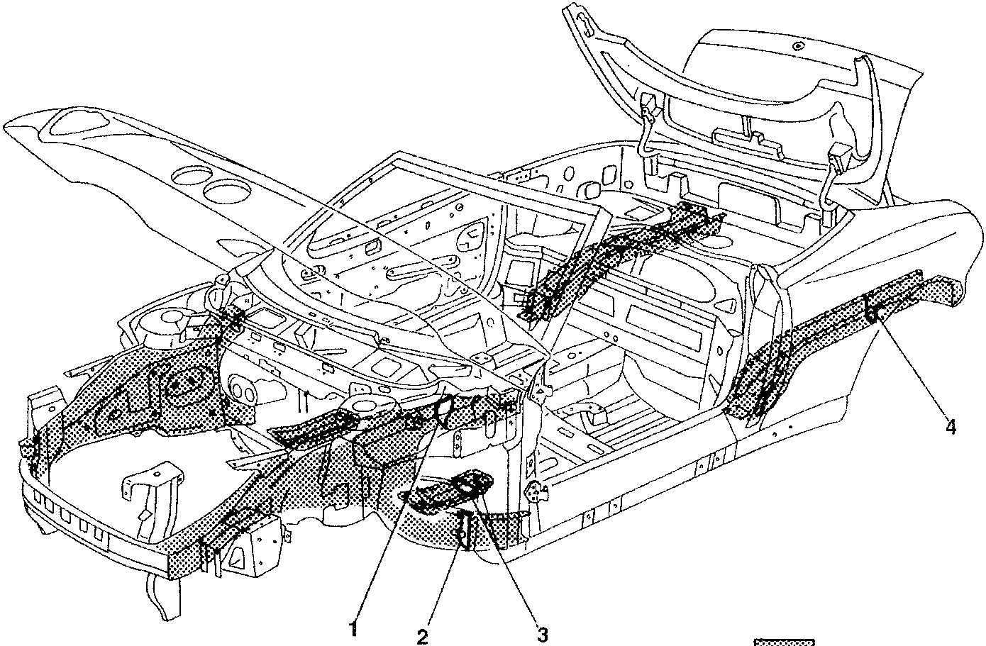 Wax oil protection diagram showing car body parts with shaded areas indicating wax oil treatment.