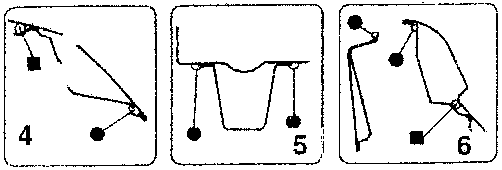 Illustrations depicting the correct placement of structural and semistructural adhesives on car body components.