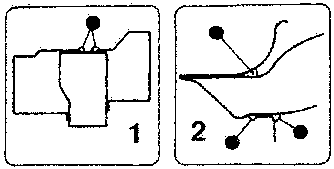 Close-up diagrams showing specific adhesive application techniques for different metal joints.