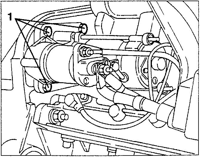 Starter motor with fastening screws