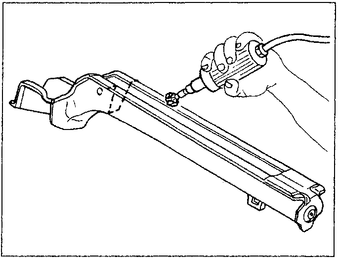 Illustration showing a person using an electric grinder on the edge of a metal panel.