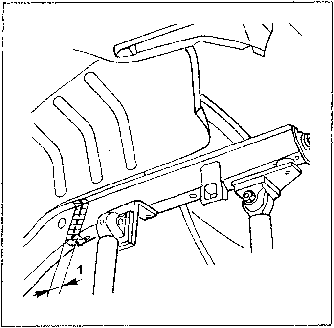 Diagram showing a metal part being secured with clamps and a tool marked '1'