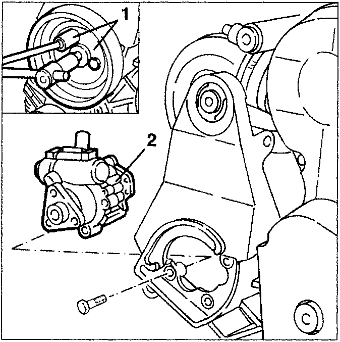 Power steering pump pulley and pump removal