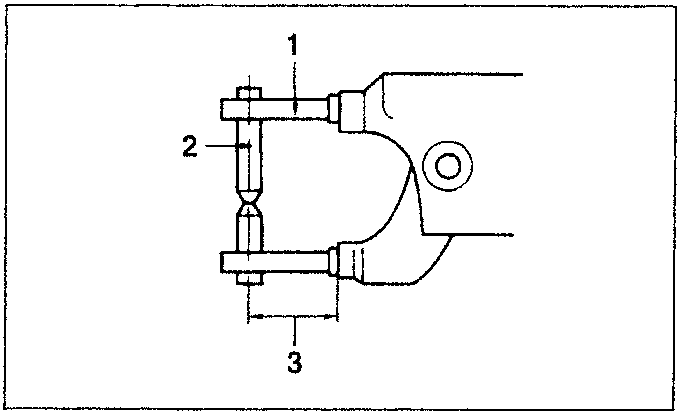 Diagram showing a welding arm with labeled parts: 1. Welding arm, 2. Tip of electrode, 3. Minimum arm length possible.