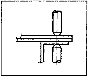 Diagram showing spot welding of overlaid sheets