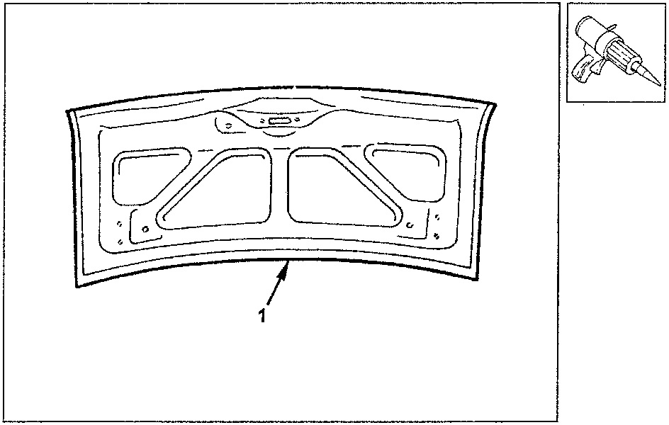 Illustration showing the application of sealant around the inner perimeter of a new boot lid