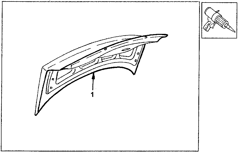 Diagram showing application of sealant along the inner perimeter of a boot lid.