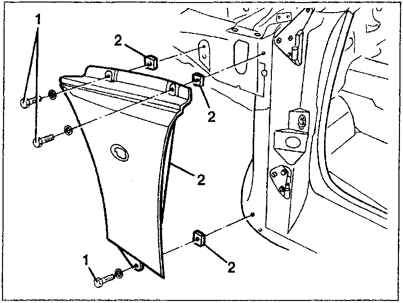 Front wing removal diagram showing screws and shims