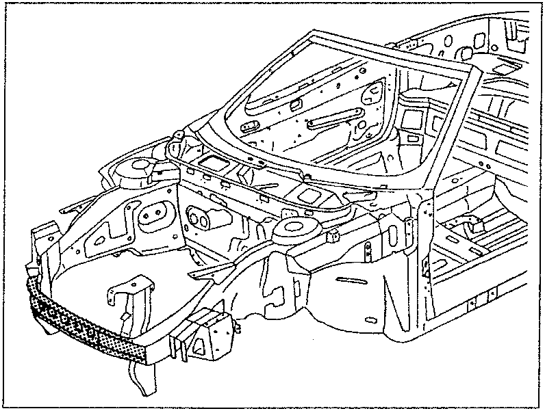 Diagram of car chassis showing front crossmember area