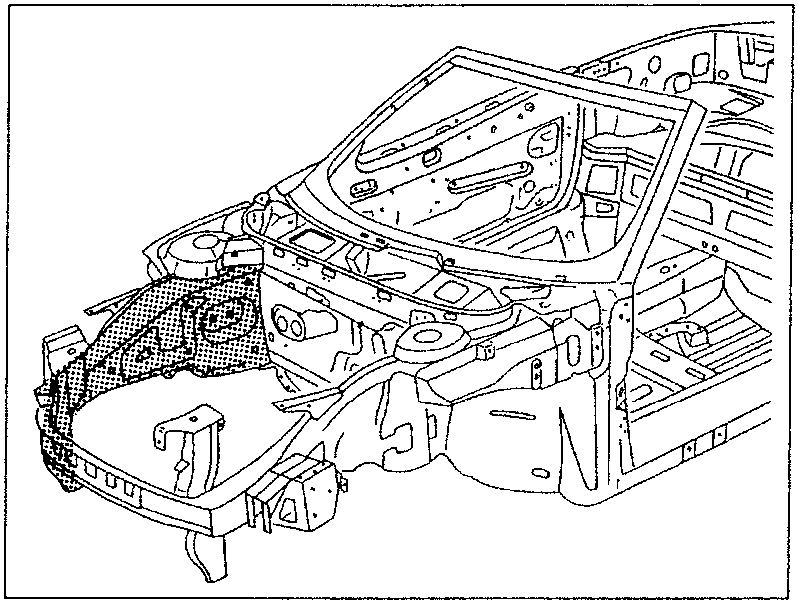 Car body frame structure with hood and front panel assembly