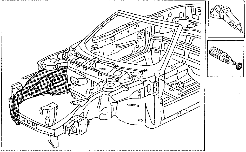 Car body with tools for finishing operations