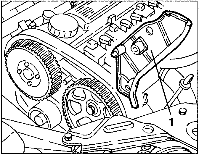 Timing gear belt side covers being removed, showing pulleys