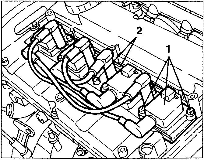 Ignition coils and support bracket being removed
