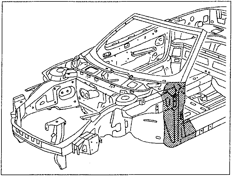 Diagram showing the car's front pillar area with internal components visible.
