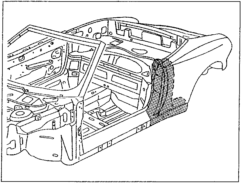 Diagram showing the interior of a car with the rear pillar area highlighted.