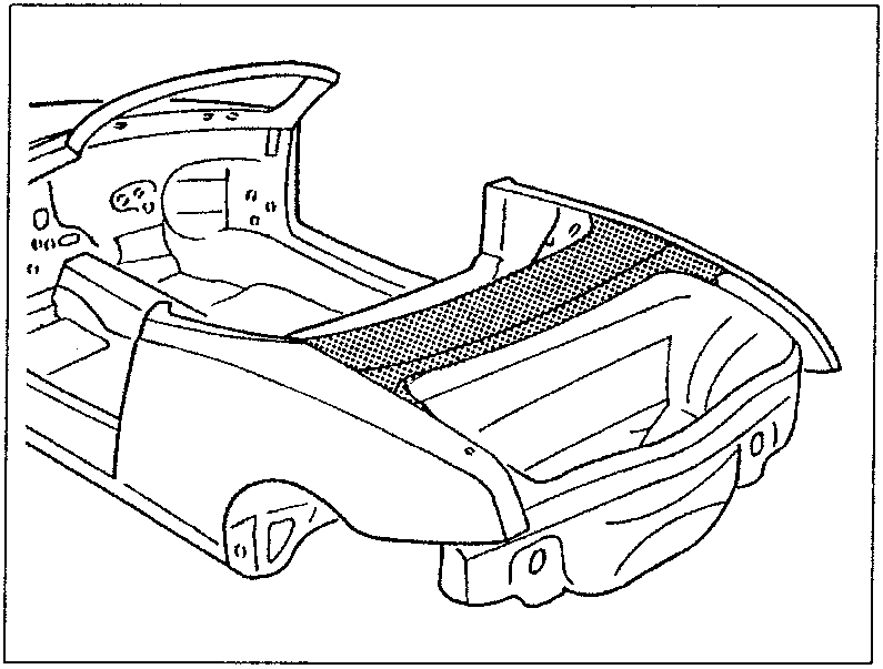 Illustrates rear seat assembly with mesh backrest for vehicle interior