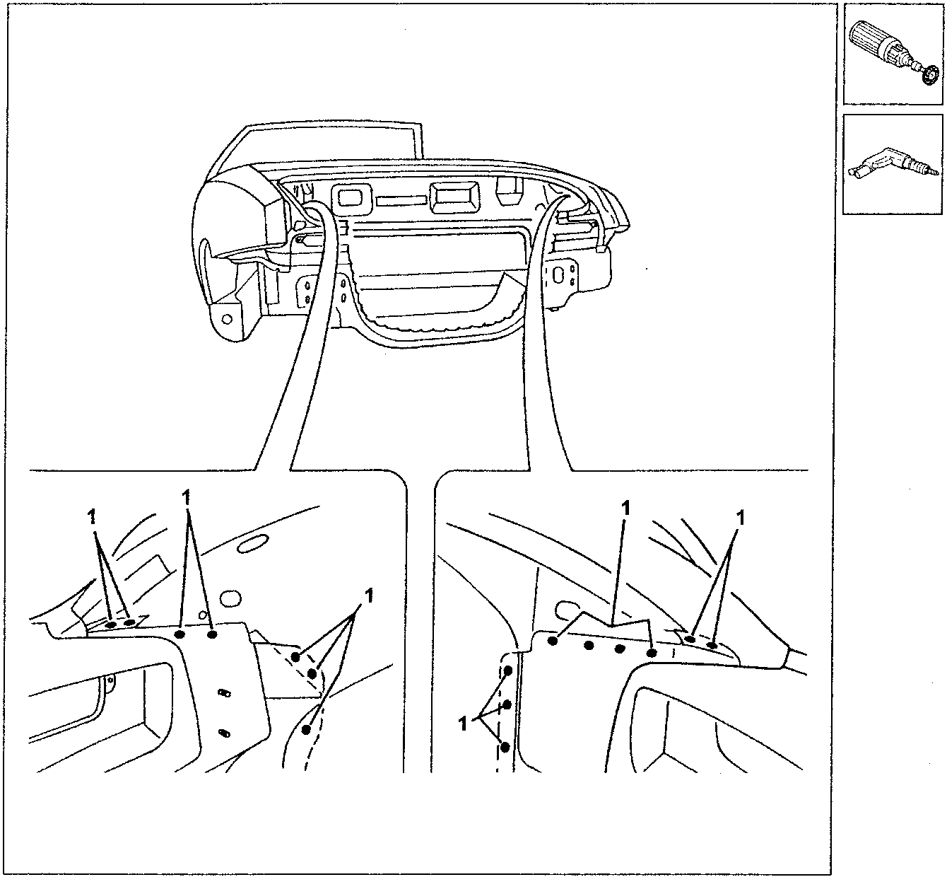 Diagram showing rear panel removal with drill and screwdriver tools