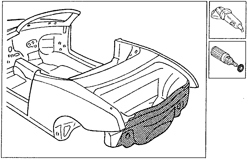 Car body with tools shown