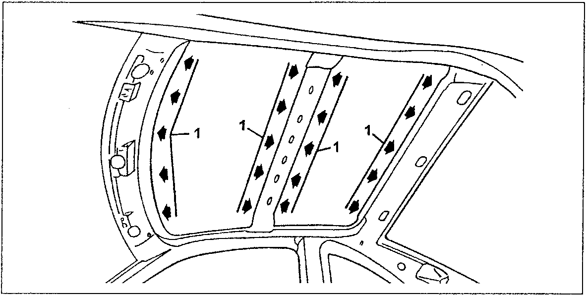 Diagram showing roof panel with arrows indicating cutting lines for structural sealant
