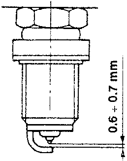 Spark plug with electrode gap specification 0.6 ÷ 0.7 mm