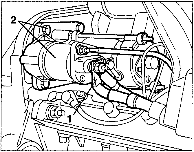 Starter motor with fastening screws