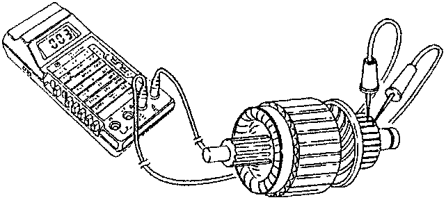 Tester connected to collector and shaft