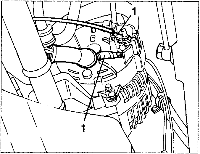 Electrical connectors being disconnected from an alternator mounted on an engine