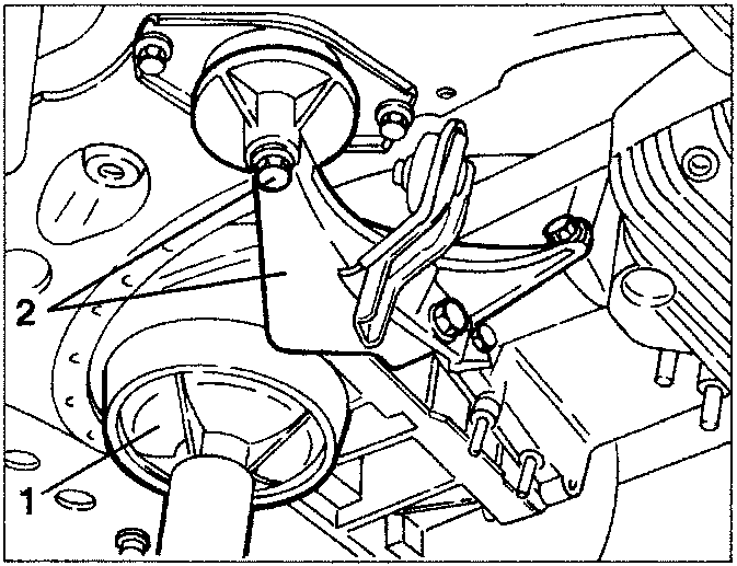 Hydraulic jack positioned under a gearbox with a tool loosening a bolt on a support bracket