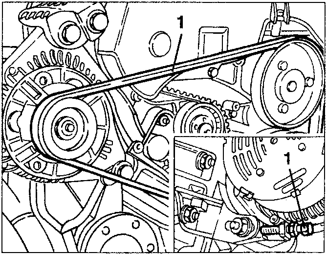 Alternator-water pump drive belt removal
