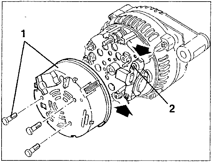 Alternator with three screws and two side catches