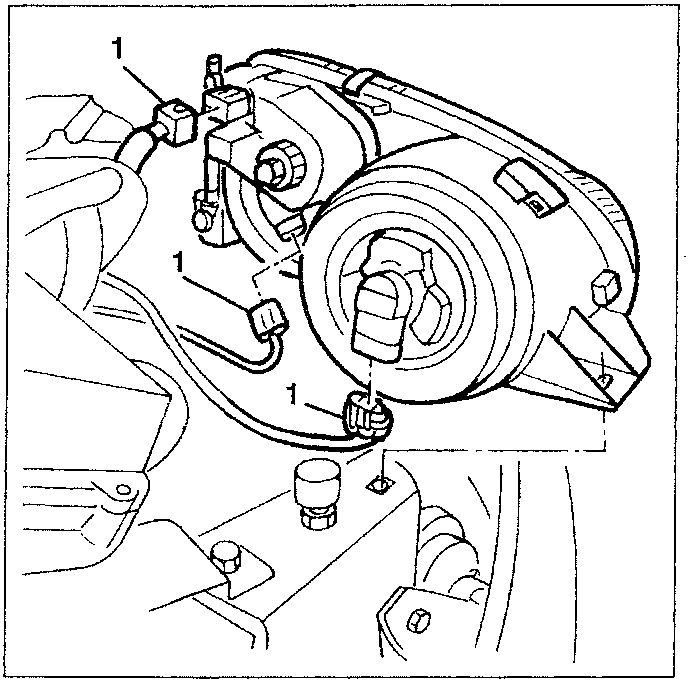 Diagram showing upper front light clusters with numbered parts 1, 2, and 3. Part 1 is a screw, part 2 is a bolt, and part 3 is the light cluster assembly.