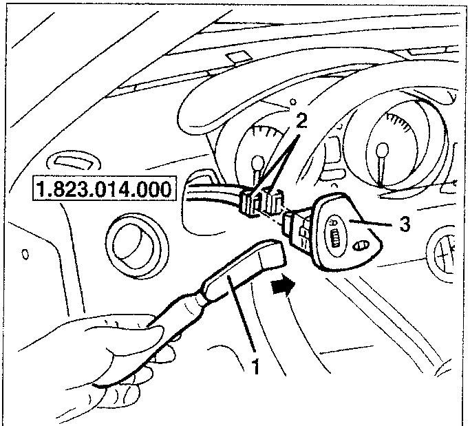 Using tool 1.823.014.000 to remove switch board
