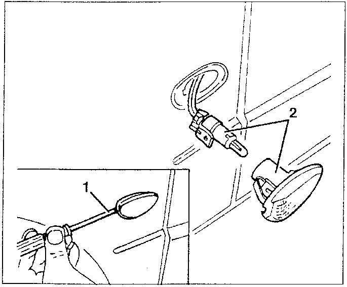 Illustration showing removal of side direction indicator repeater and bulb