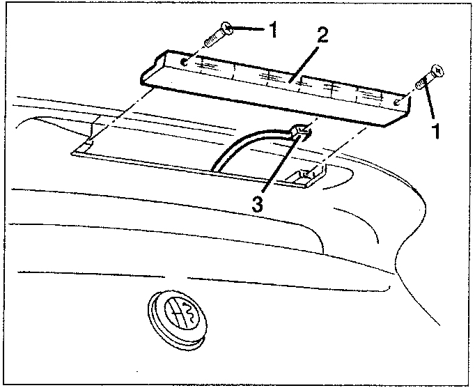 Diagram showing supplementary brake light on rear spoiler with parts labeled 1, 2, 3.