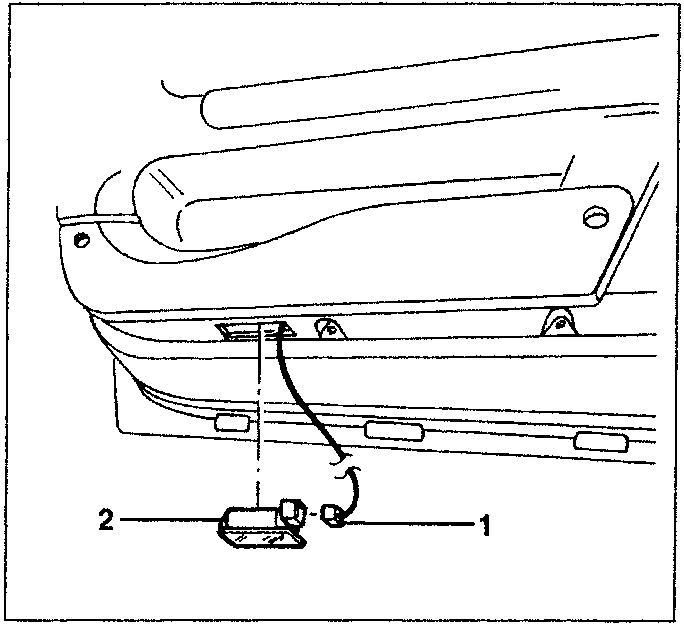 Diagram showing a light fixture with parts 1 and 2 labeled