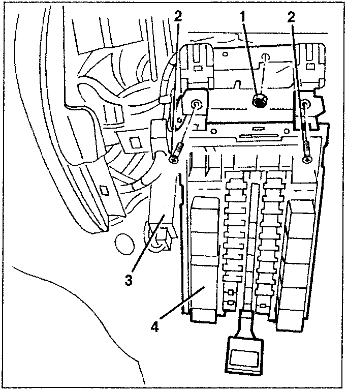 Fusebox with components 1, 2, 3, 4 shown