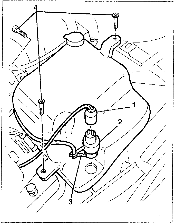 Windscreen washer pump with numbered parts 1, 2, 3, 4