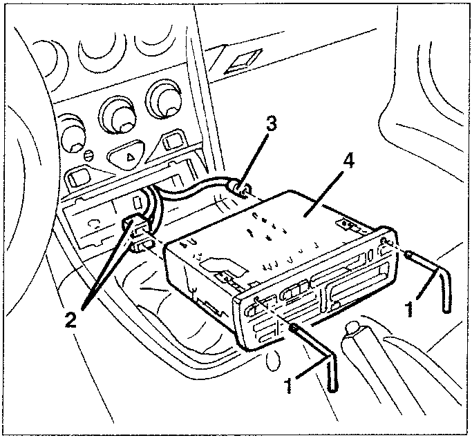 Diagram showing the sound system with numbered parts