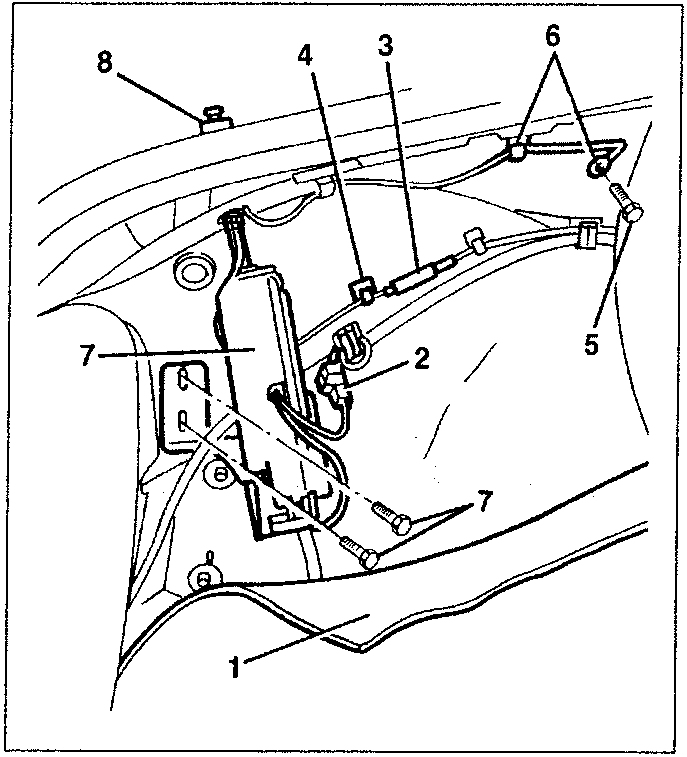 Diagram showing aerial unit with parts labeled 1, 2, 3, 4, 5, 6, 7, 8