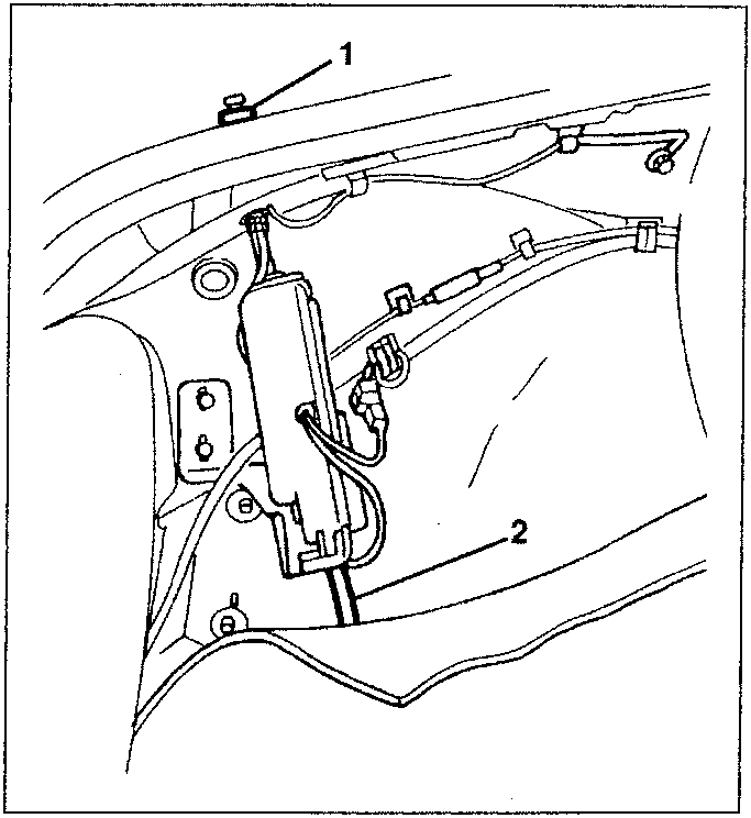 Diagram showing aerial unit with parts labeled 1, 2