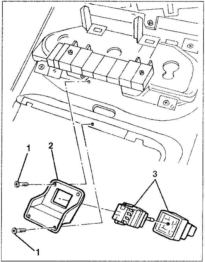 Hazard light/fog light/rear fog light switches with numbered parts 1, 2, and 3