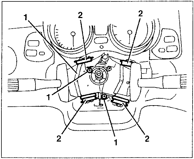 Steering column lever unit with numbered parts 1 and 2