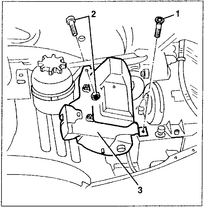 Control unit-siren bracket removal diagram showing screws 1, 2, and component 3.