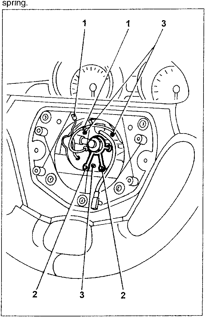 Diagram showing steering wheel components with numbered parts 1, 2, 3.