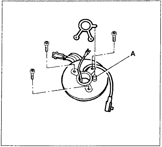 Diagram showing air bag module with components and safety pin A.