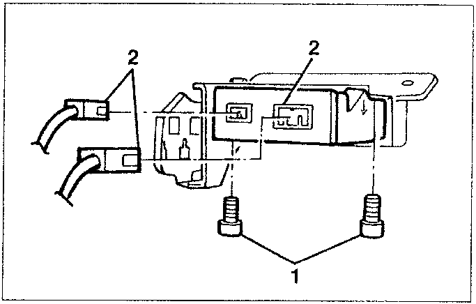 Diagram showing electrical connections for Alfa Romeo Code Control Unit with labeled parts 1 and 2