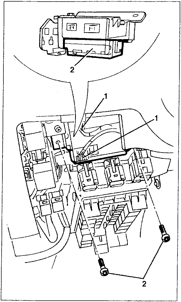 Diagram showing removal of Alfa Romeo Code Control Unit with labeled parts 1 and 2