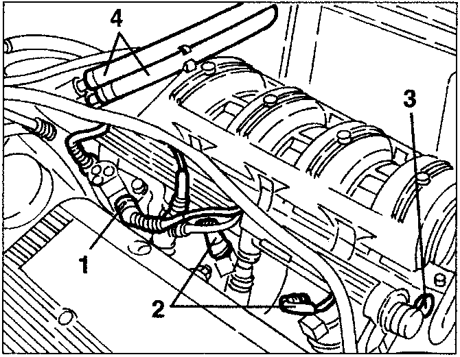 Engine diagram showing components 1, 2, 3, 4