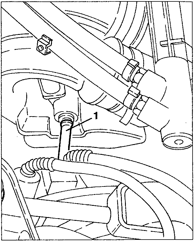 Engine diagram showing fuel vapour recirculation pipe connection 1