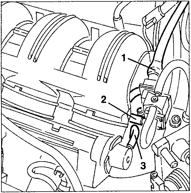 Engine diagram showing connections 1, 2, and 3